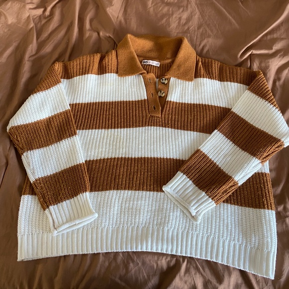 SO Sweaters - Striped Brown and White Womens Sweater